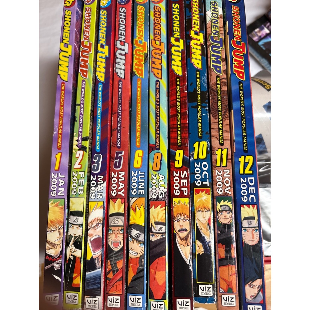 Shonen Jump Magazine 2009 Lot of 10 Issues Naruto Bleach One Piece Viz Media